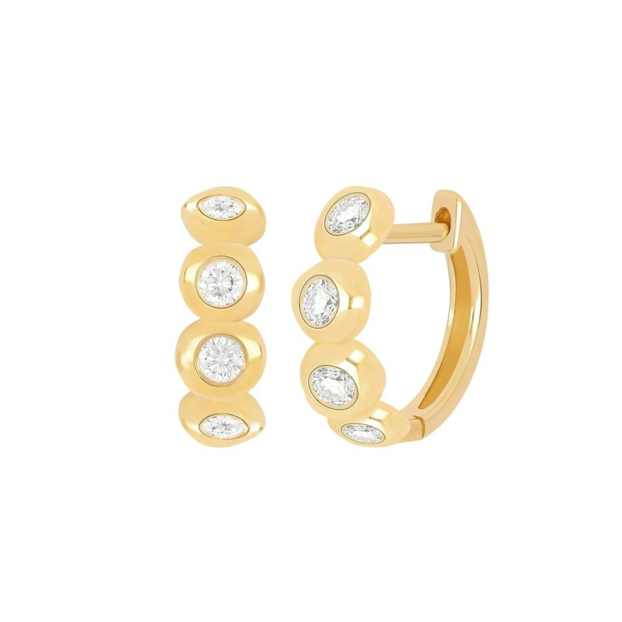 Jewelry EF Collection | Diamond Pillow Huggie Earrings