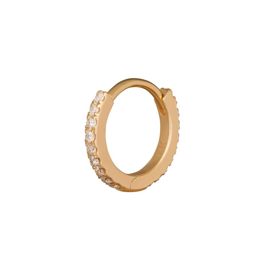 Jewelry Trouver | Paved Huggie 8Mm - Yellow Gold