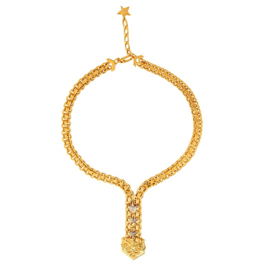 Jewelry Antique & Vintage Jewelry | Versace Thick Link Medusa Star Necklace