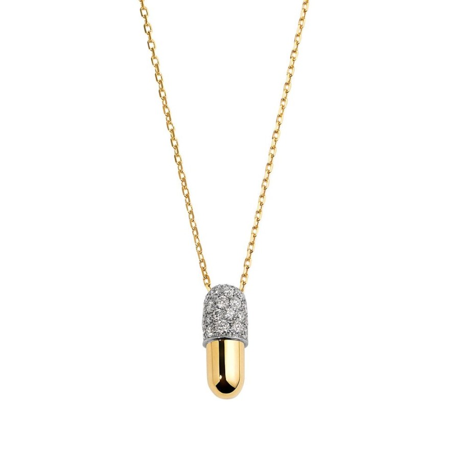 Jewelry Elior | Medium Pill Pendant Necklace - Yellow Gold