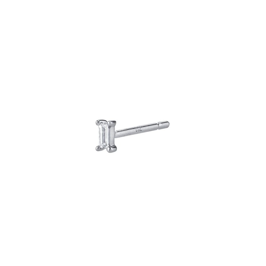 Jewelry Borgioni | Diamond Baguette Stud - White Gold