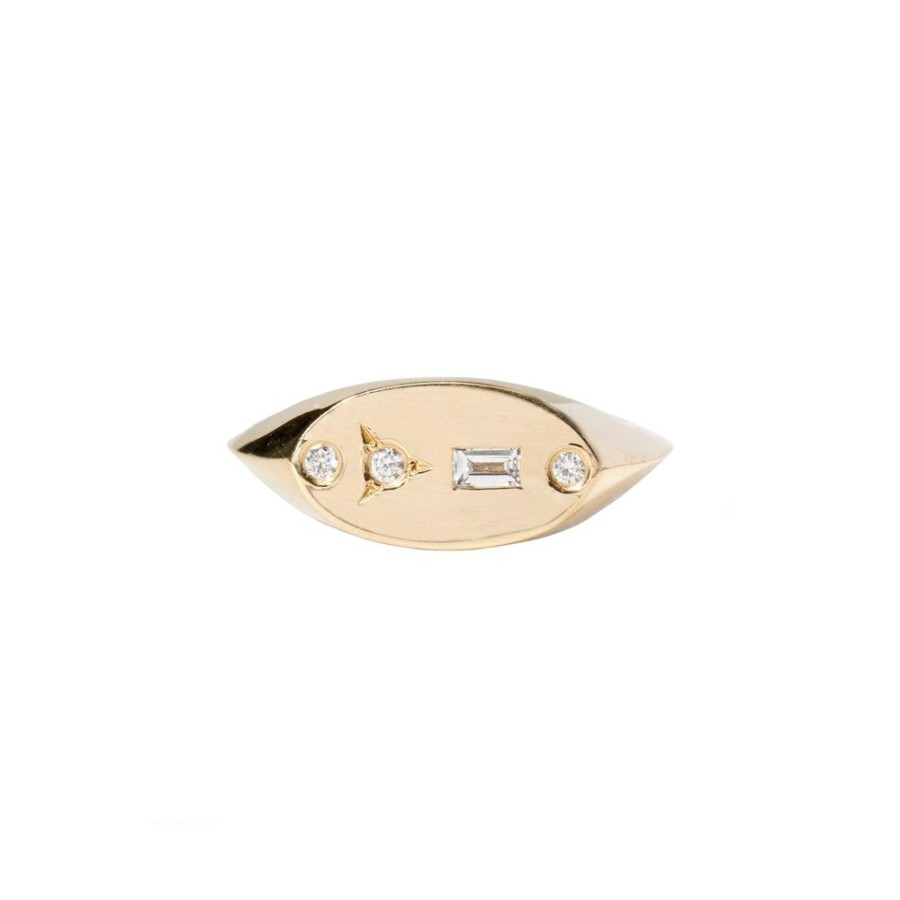 Jewelry WWAKE | Baguette Diamond Signet Ring