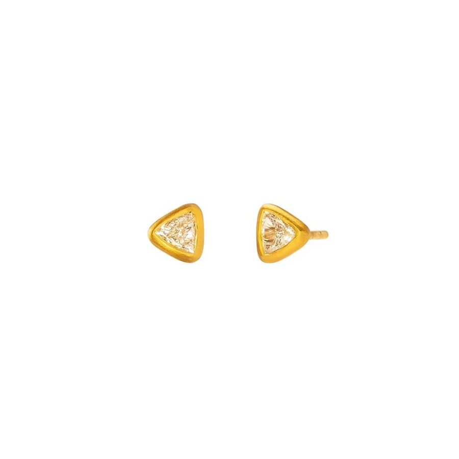 Jewelry Loriann Stevenson | Trillion Cut Diamond Studs - Yellow Gold