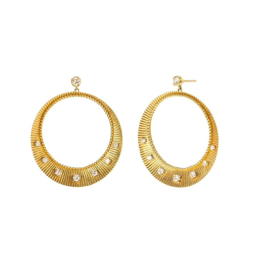 Jewelry Jenna Blake | Large Ridge Diamond Hoops