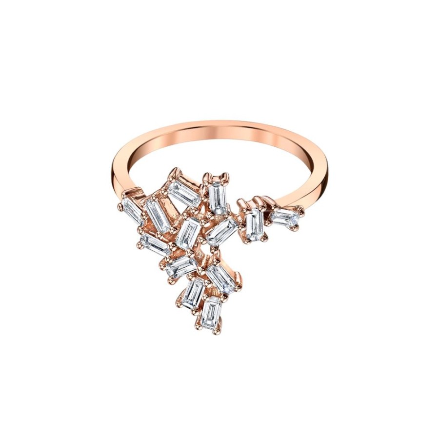 Jewelry Borgioni | Baguette Diamond Knuckle Ring - Rose Gold