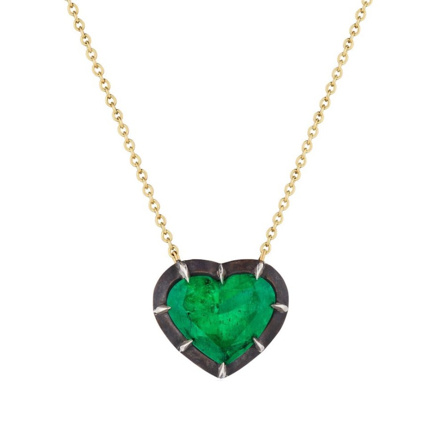 Jewelry Fred Leighton | Collet Heart-Shaped Necklace - Emerald