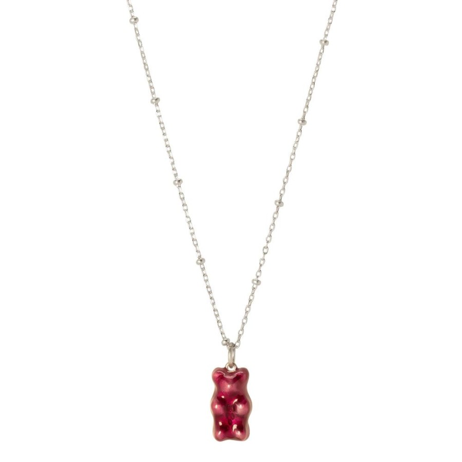 Jewelry Maggoosh | Mini Gummy Pendant Necklace - Plum & Dotted Silver