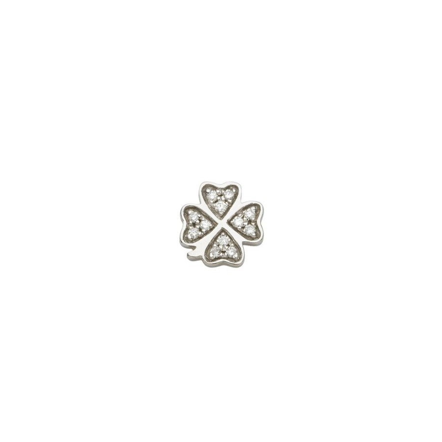 Jewelry Loquet | Diamond Four Leaf Clover Charm - White Gold