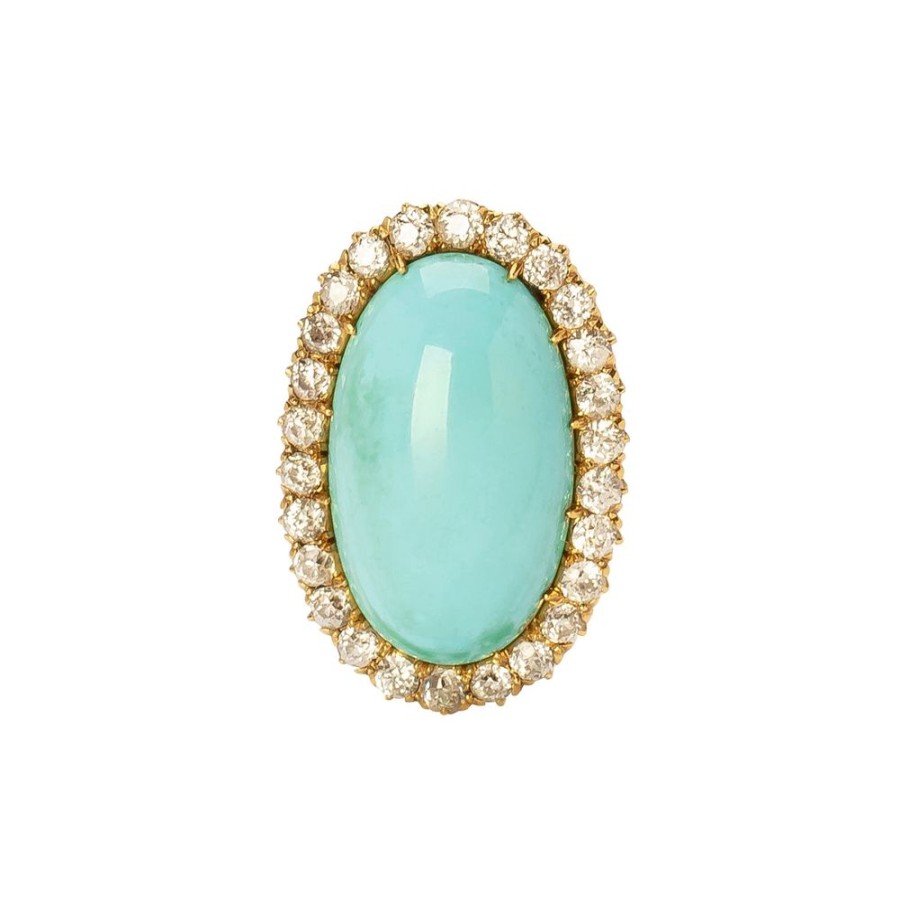 Jewelry Jenna Blake | Vintage Turquoise & Diamond Cocktail Ring