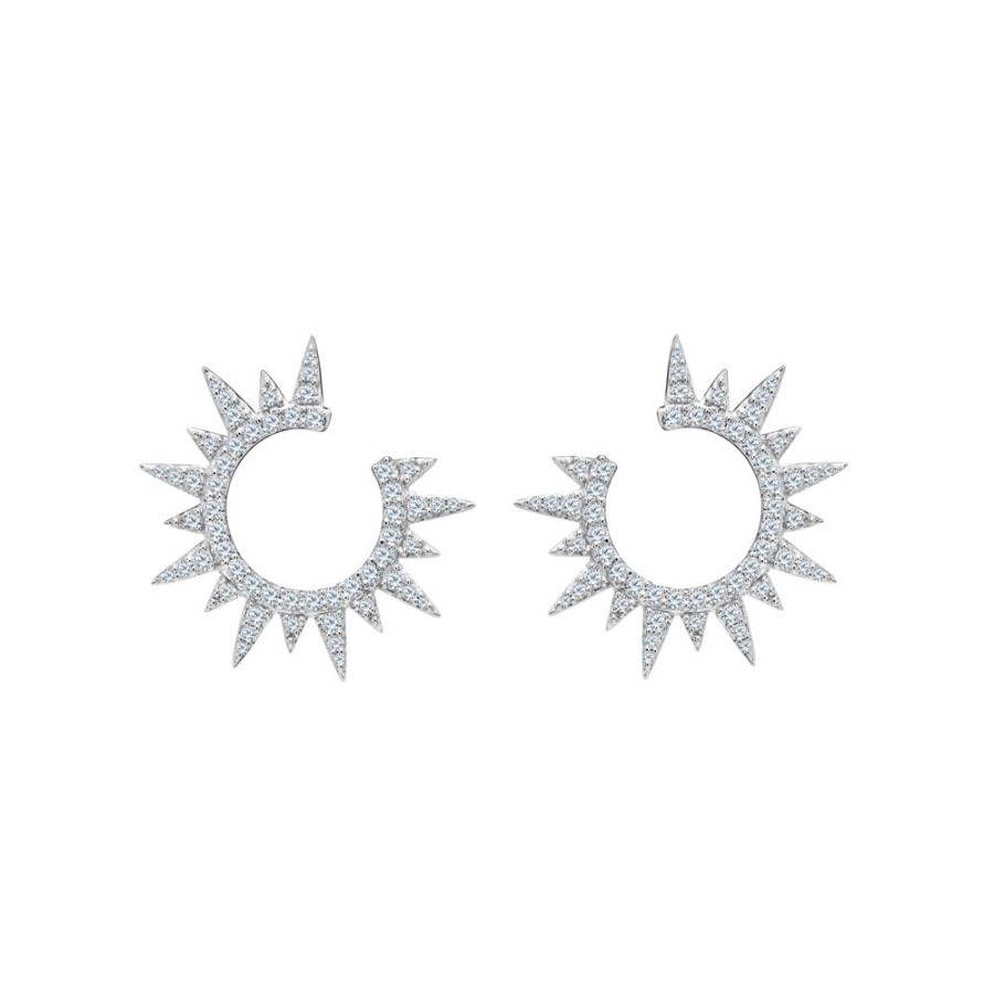 Jewelry Graziela | Starburst Diamond Earrings - White Gold