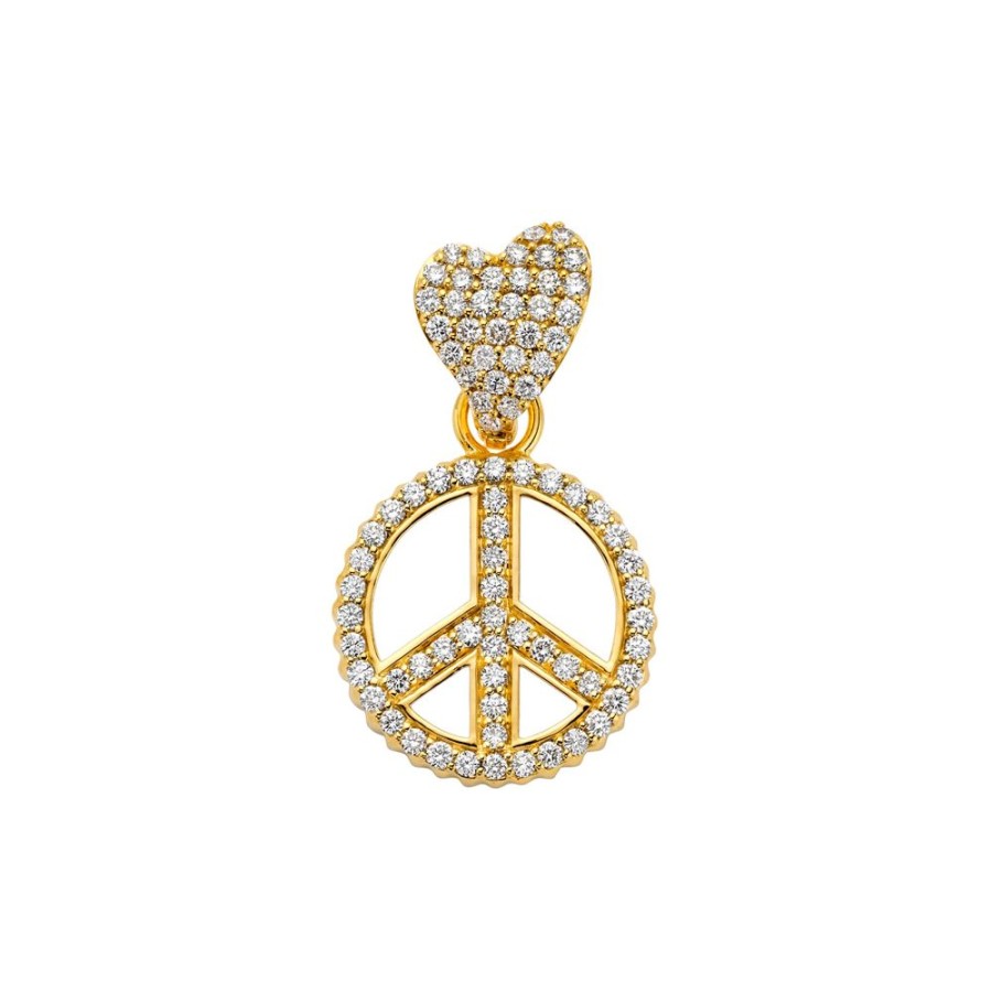 Jewelry Buddha Mama | Peace Sign & Heart Pendant - White Enamel