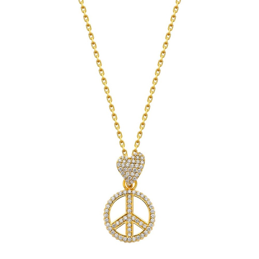 Jewelry Buddha Mama | Peace Sign & Heart Pendant - White Enamel