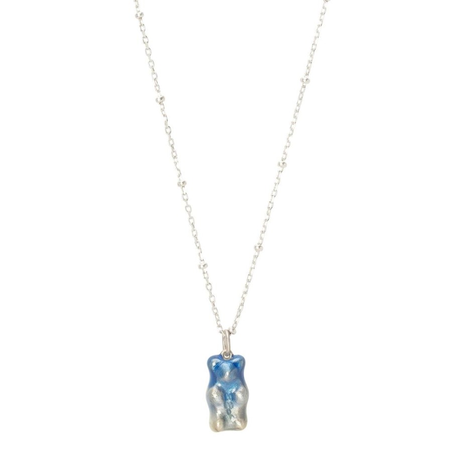 Jewelry Maggoosh | Mini Gummy Pendant Necklace - Ombre Blue & Dotted Silver