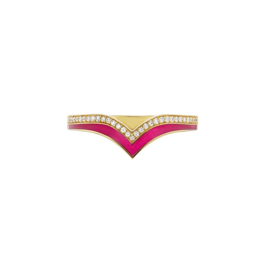 Jewelry Ark | Atlantis Stacking Ring - Hot Pink Enamel & Diamond