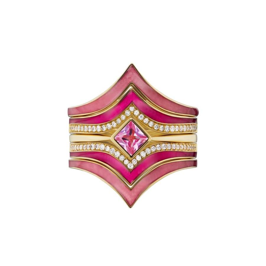 Jewelry Ark | Atlantis Stacking Ring - Hot Pink Enamel & Diamond