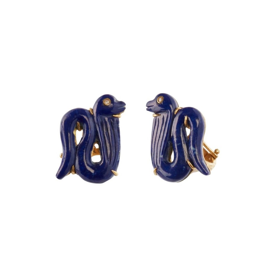 Jewelry Silvia Furmanovich | Egypt Snake Miniature Earrings - Lapis Lazuli