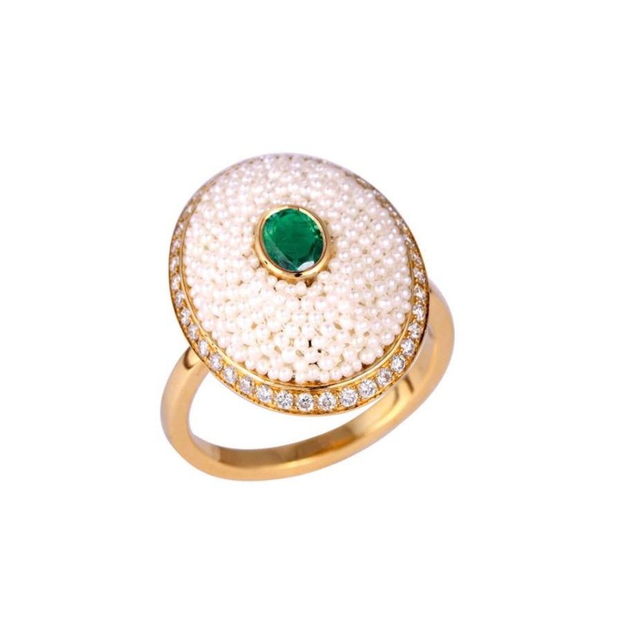 Jewelry Moksh | Bombay Oval Ring - Emerald