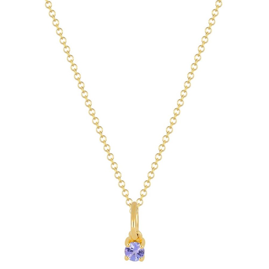 Jewelry EF Collection | Tanzanite Birthstone Necklace - Yellow Gold