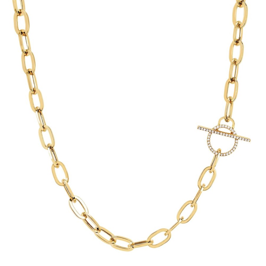 Jewelry EF Collection | Jumbo Diamond Toggle Necklace - Yellow Gold