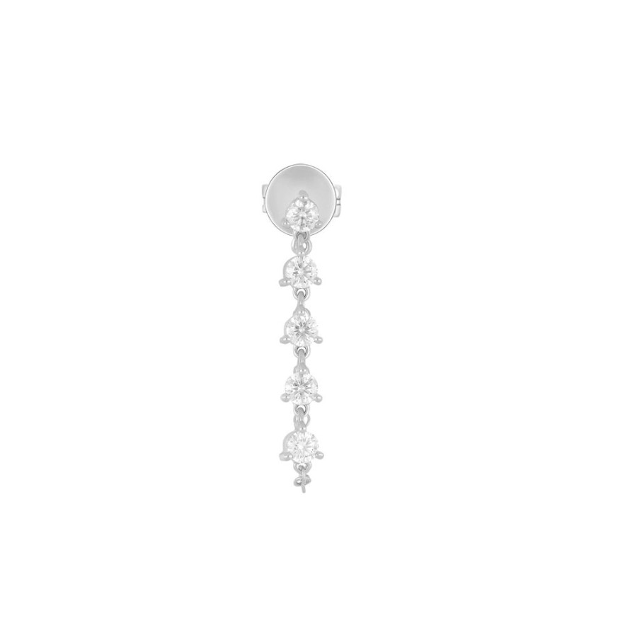 Jewelry EF Collection | Chain Stud Earring - White Gold