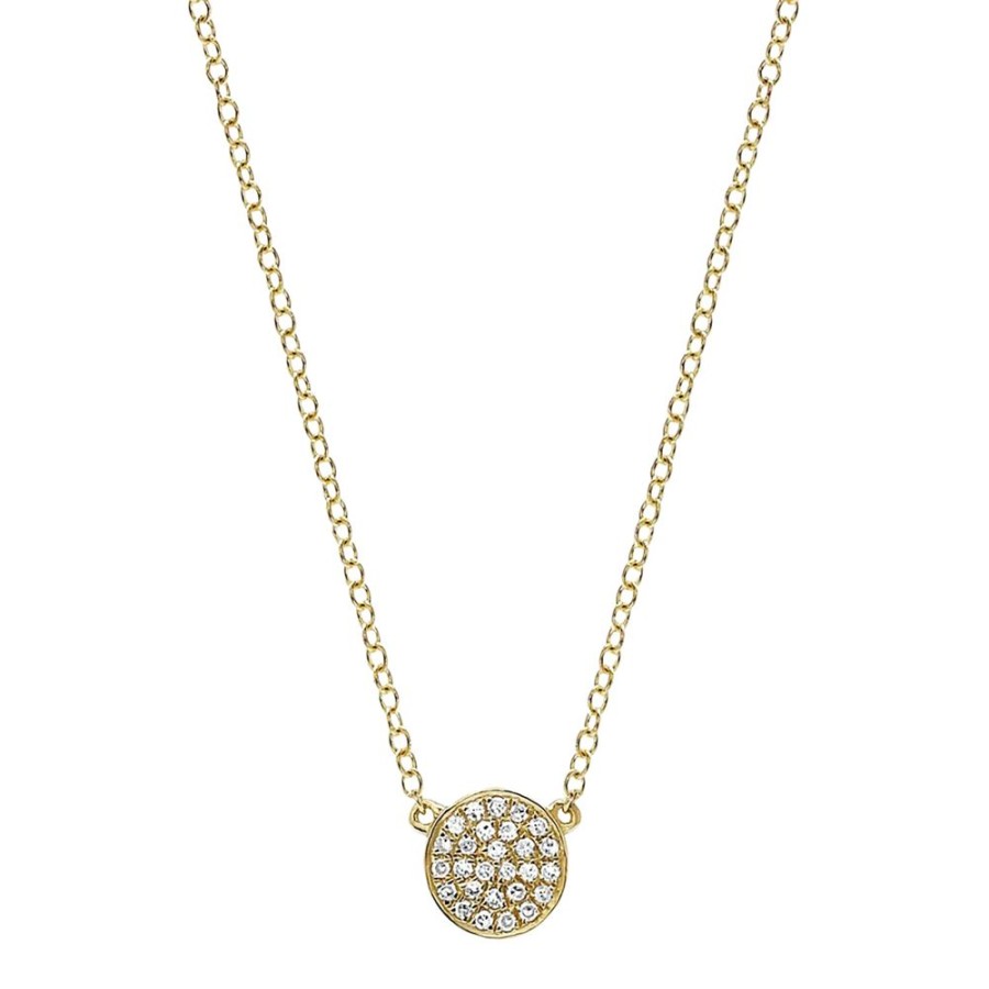 Jewelry EF Collection | Mini Diamond Disk Necklace - Yellow Gold