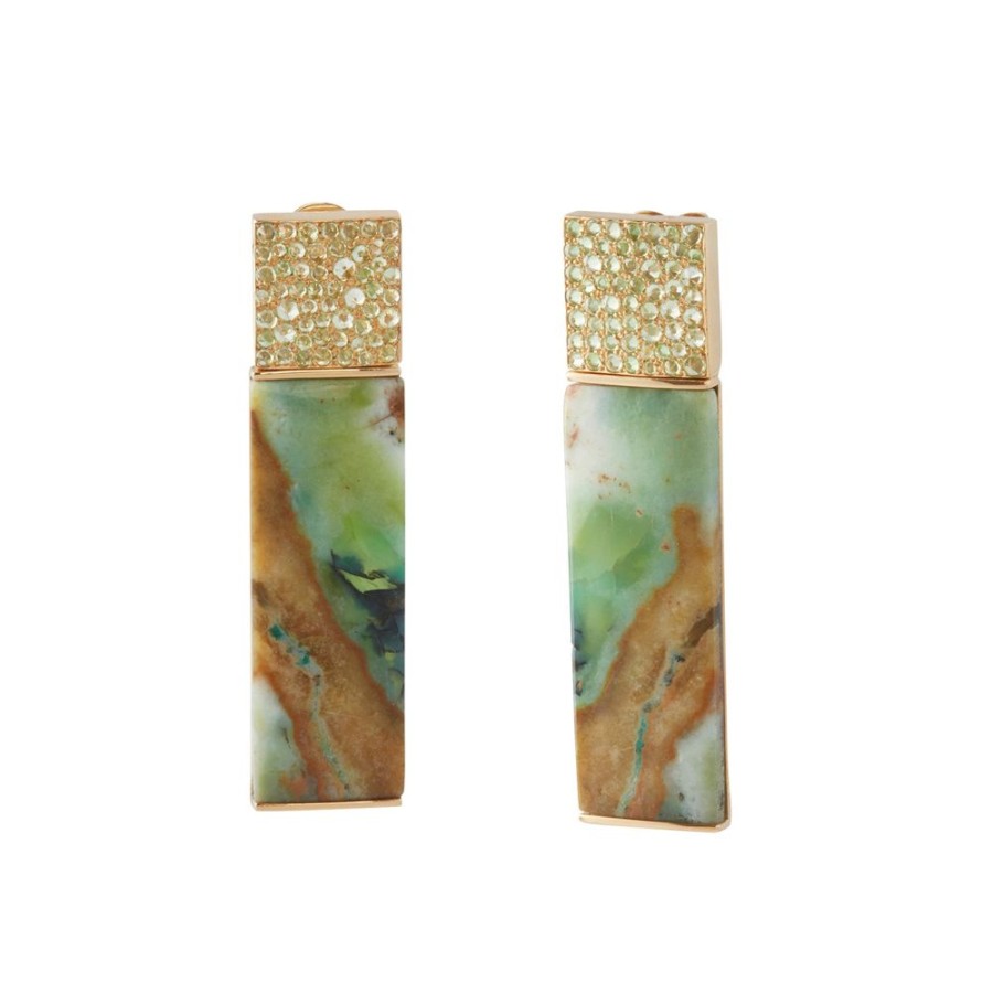 Jewelry Arunashi | Opalwood And Tsavorite Hinge Earrings