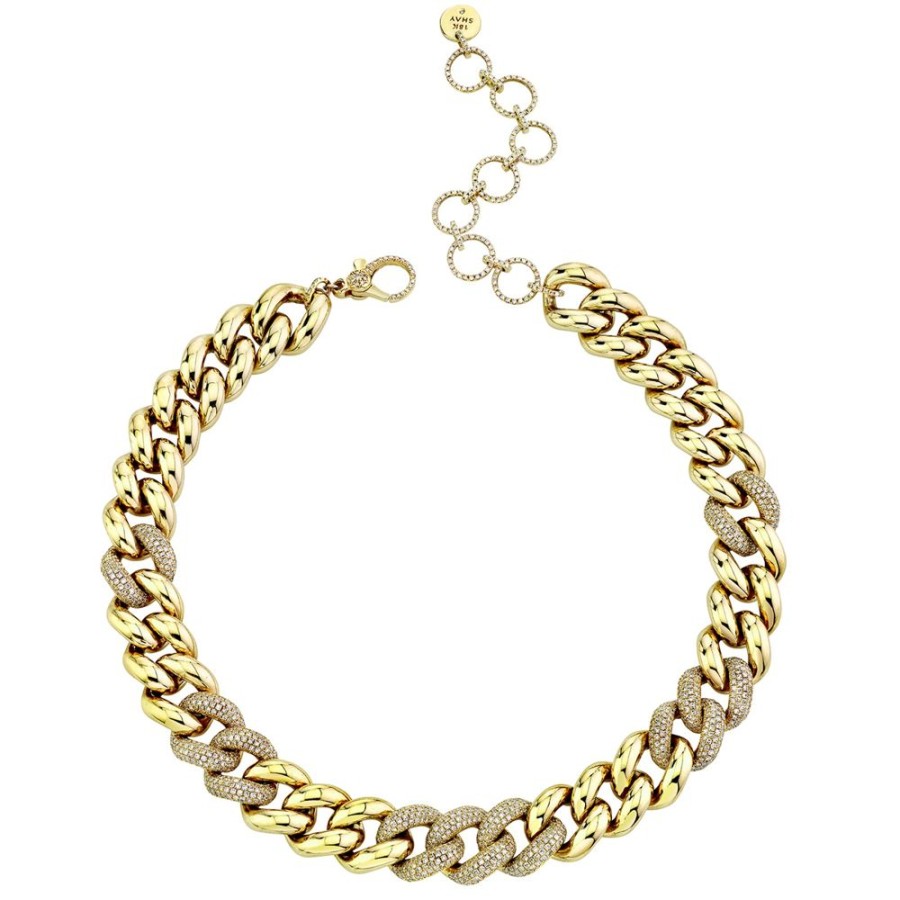 Jewelry SHAY | Jumbo Alternating Diamond Link Necklace - Yellow Gold