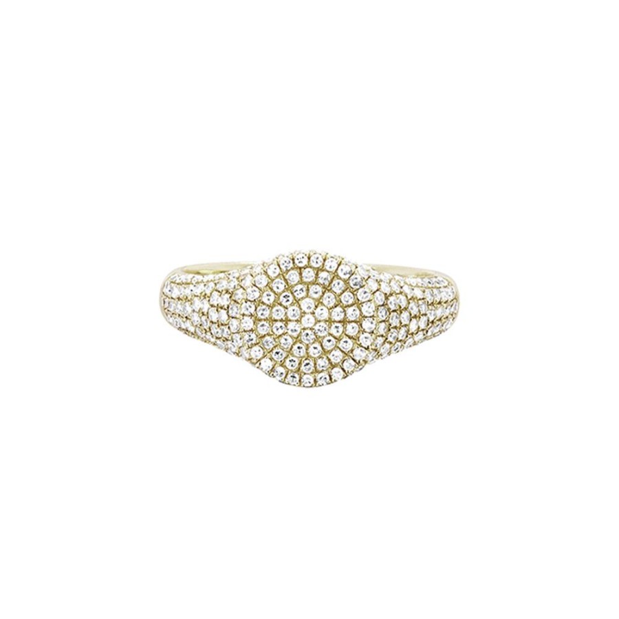 Jewelry EF Collection | Diamond Signet Ring - Yellow Gold