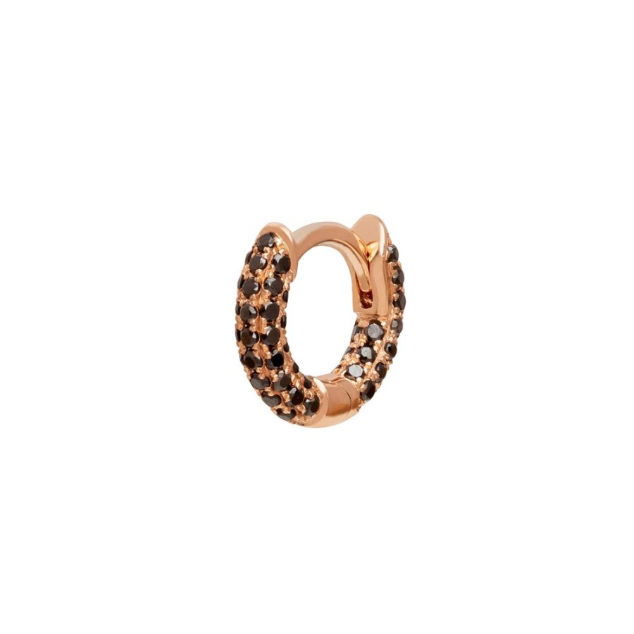 Jewelry Trouver | Five Row Black Diamond Huggie 5Mm - Rose Gold