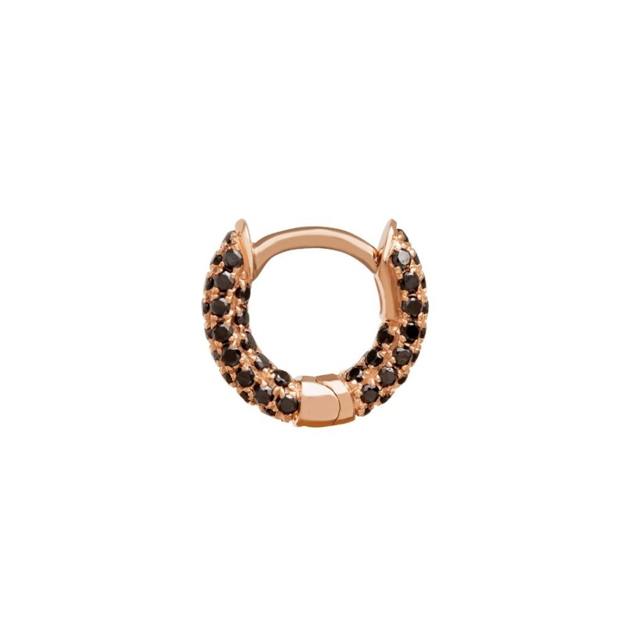 Jewelry Trouver | Five Row Black Diamond Huggie 5Mm - Rose Gold