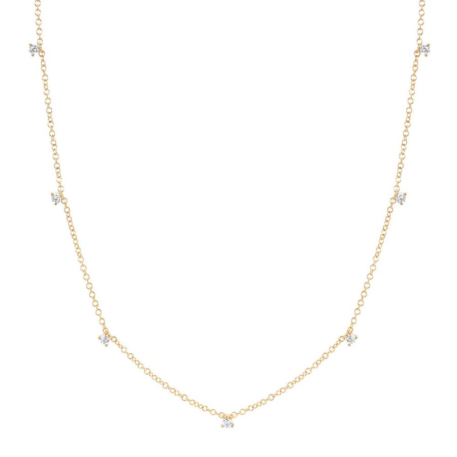 Jewelry EF Collection | 7 Prong Set Diamond Necklace - Yellow Gold