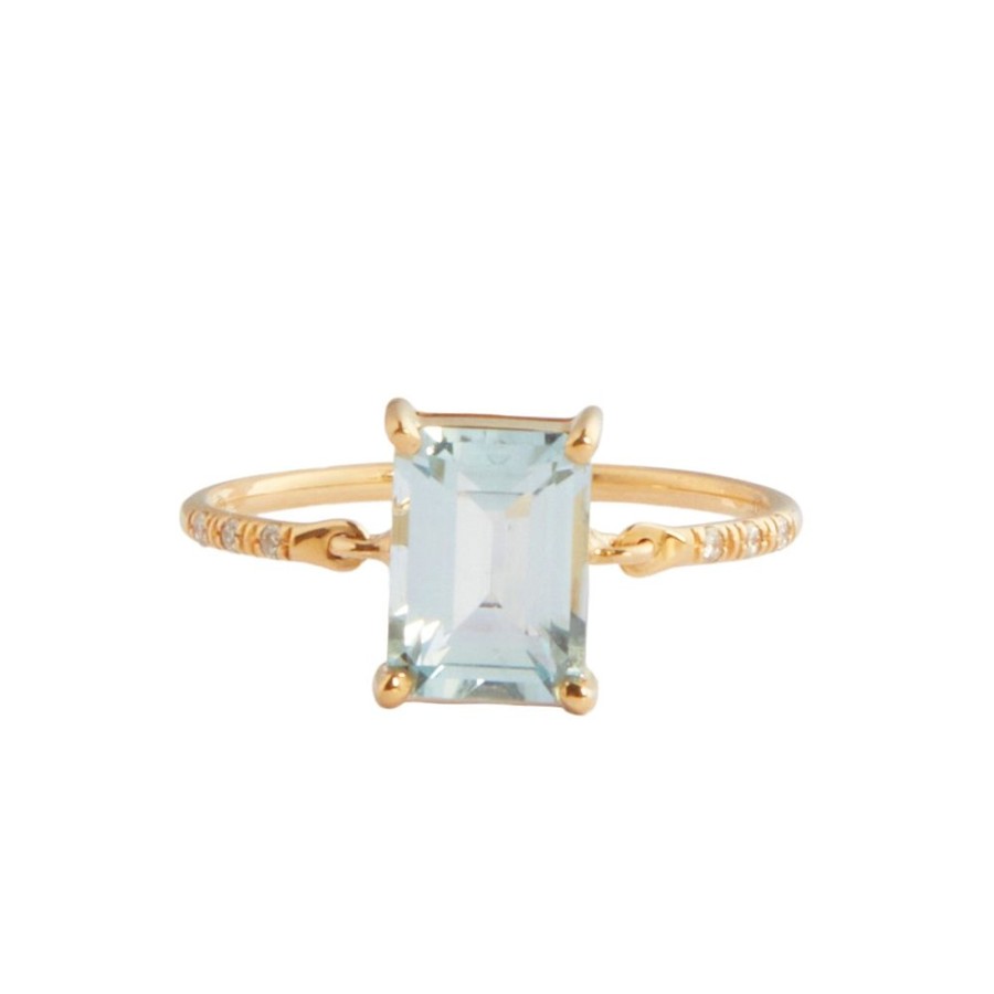 Jewelry YI Collection | Aquamarine Petite Diamond Circle Ring