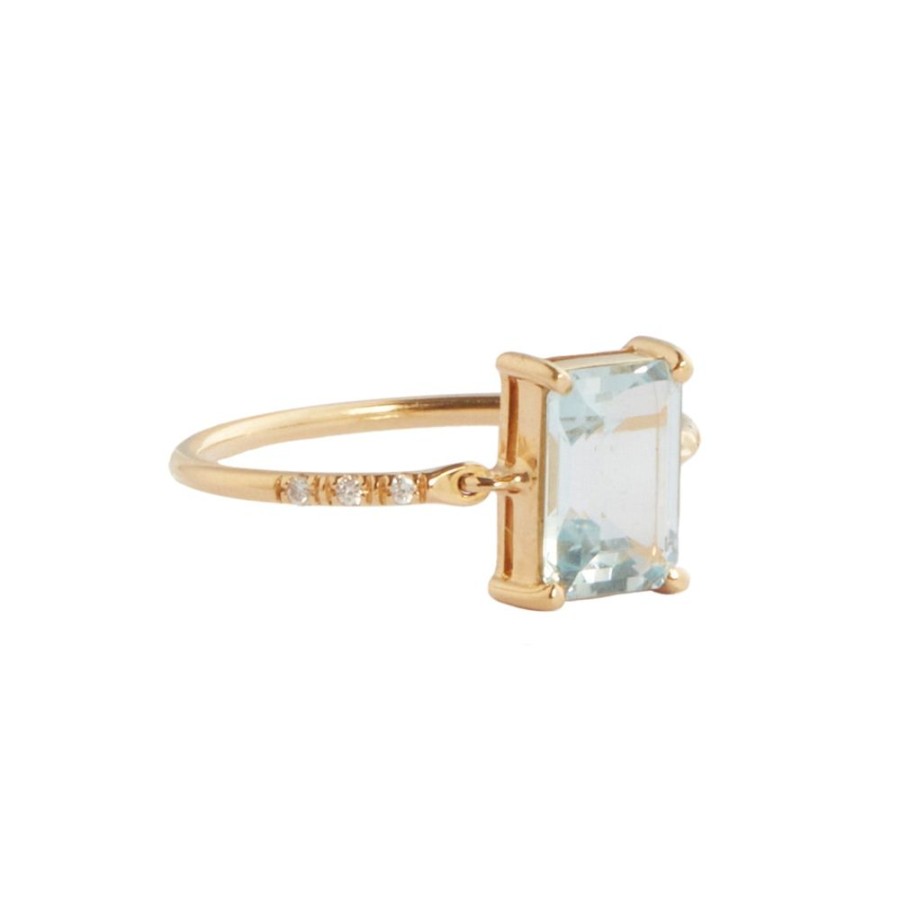 Jewelry YI Collection | Aquamarine Petite Diamond Circle Ring