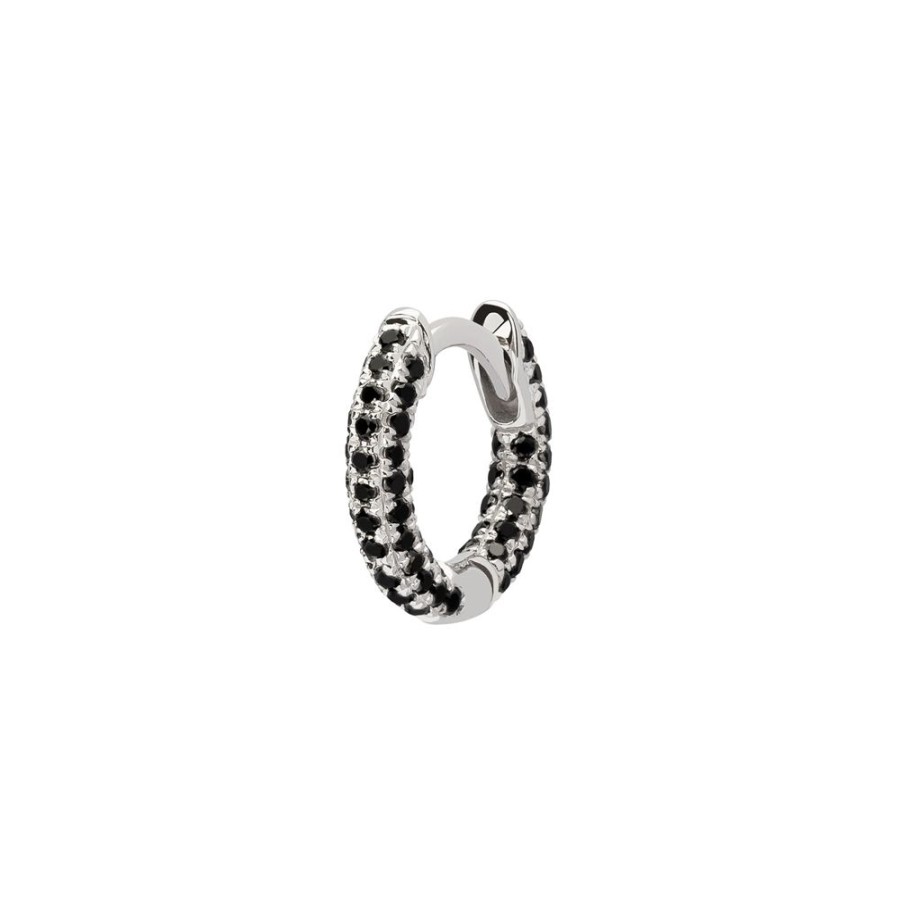 Jewelry Trouver | Five Row Black Diamond Huggie 6.5Mm - White Gold