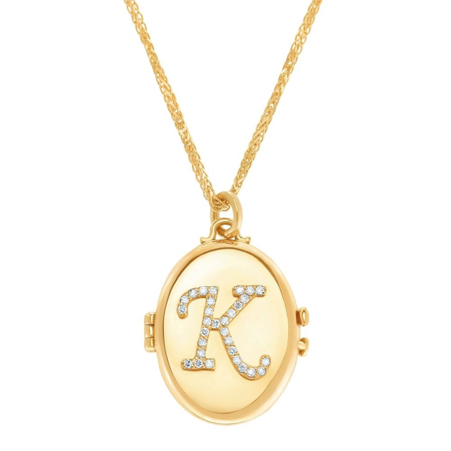 Jewelry Carbon & Hyde | Custom Initial Locket Necklace - Yellow Gold