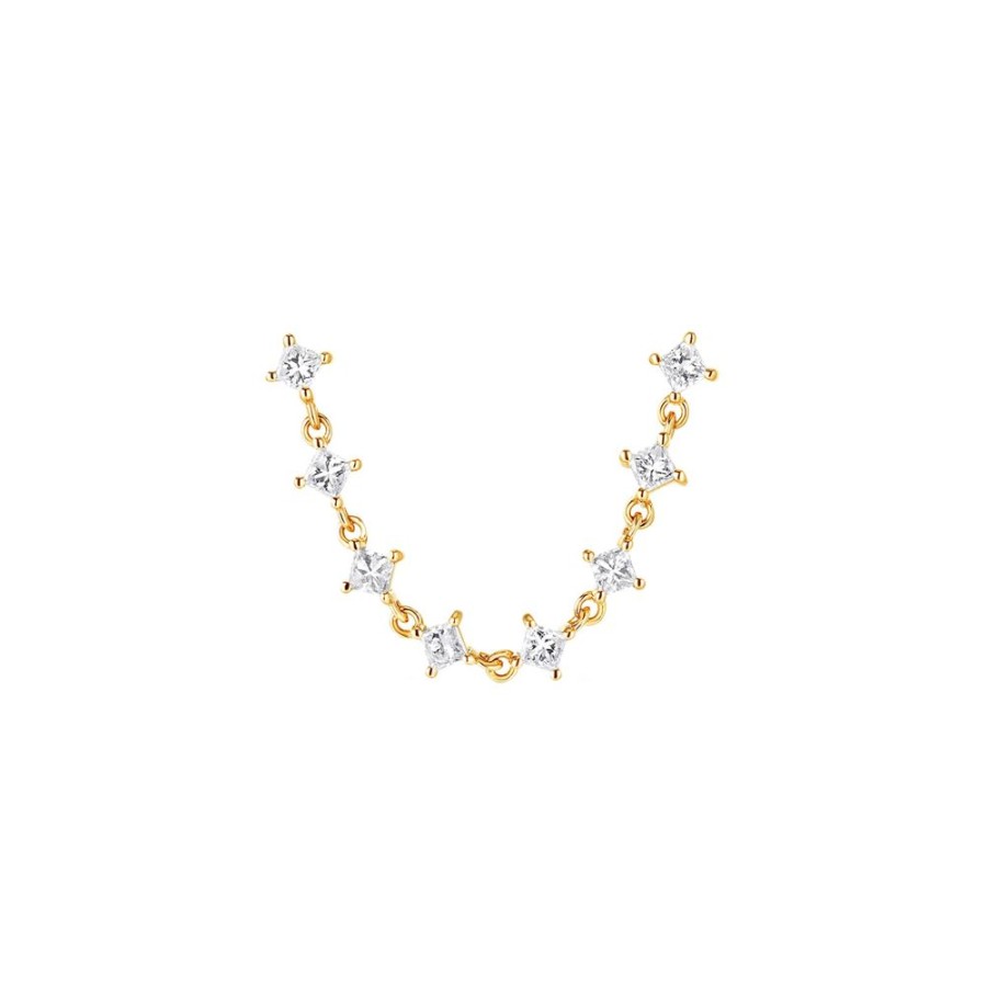 Jewelry Carbon & Hyde | Princess Double Ear Chain - Yellow Gold