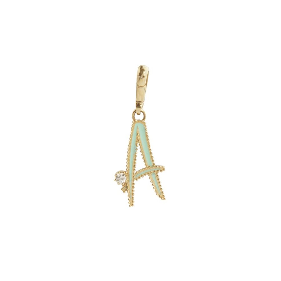 Jewelry Jenna Blake | Turquoise Enamel Initial A Charm