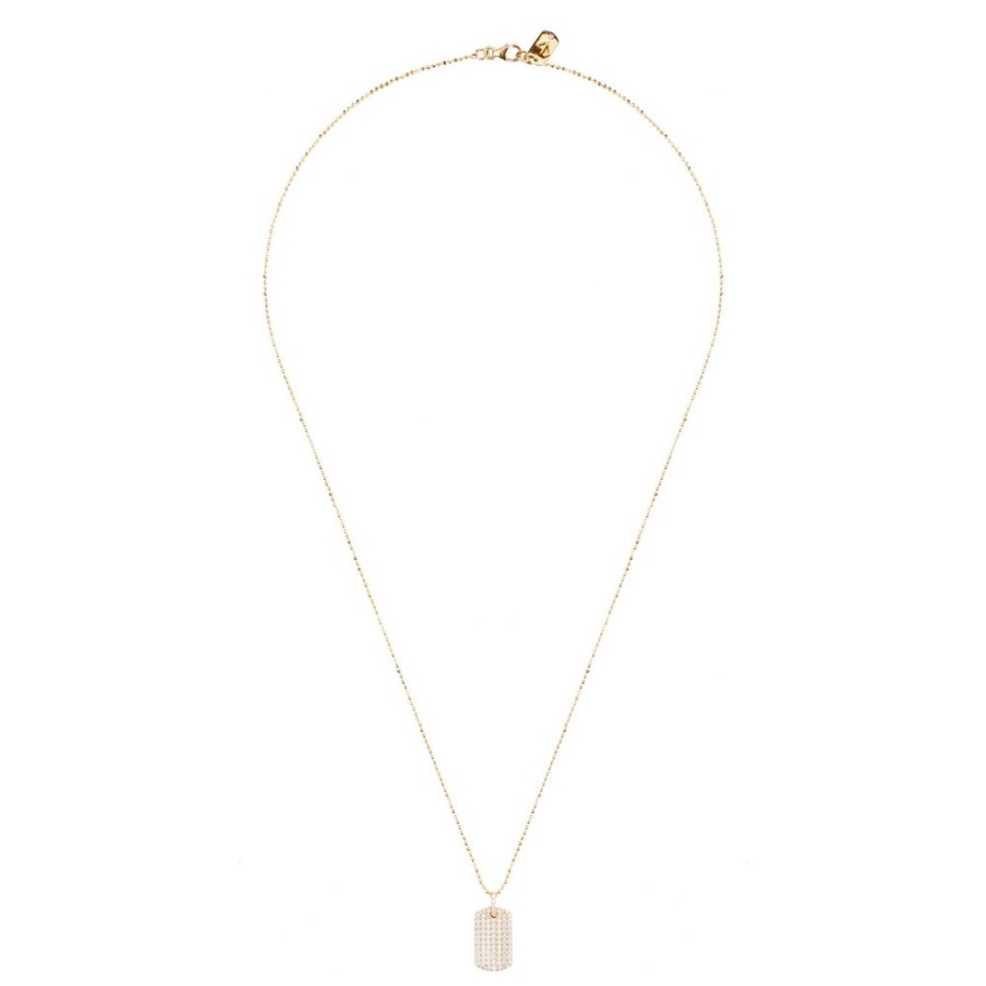 Jewelry Carbon & Hyde | Diamond Dog Tag Necklace - Yellow Gold