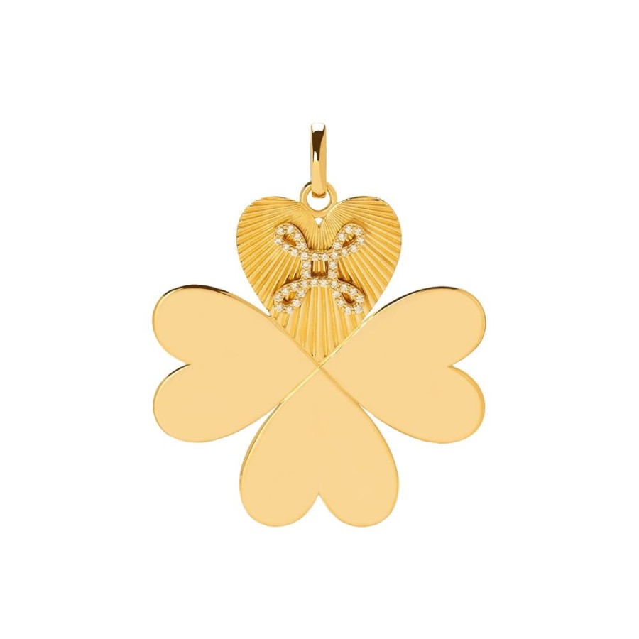 Jewelry Foundrae | Oversized Four Heart Clover Medallion - Pave Diamond