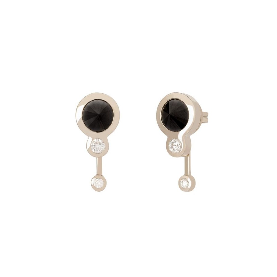 Jewelry Ara Vartanian | Medium Drop Earrings - Black & White Diamond