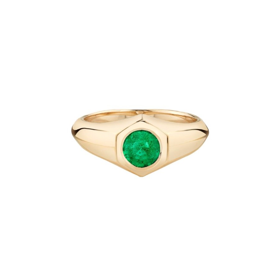 Jewelry Lizzie Mandler | Birthstone Signet Ring - May Emerald