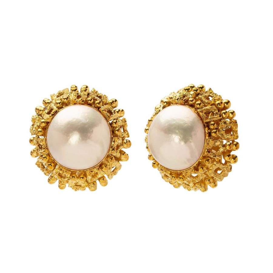 Jewelry Antique & Vintage Jewelry | Textured Pearl Earrings