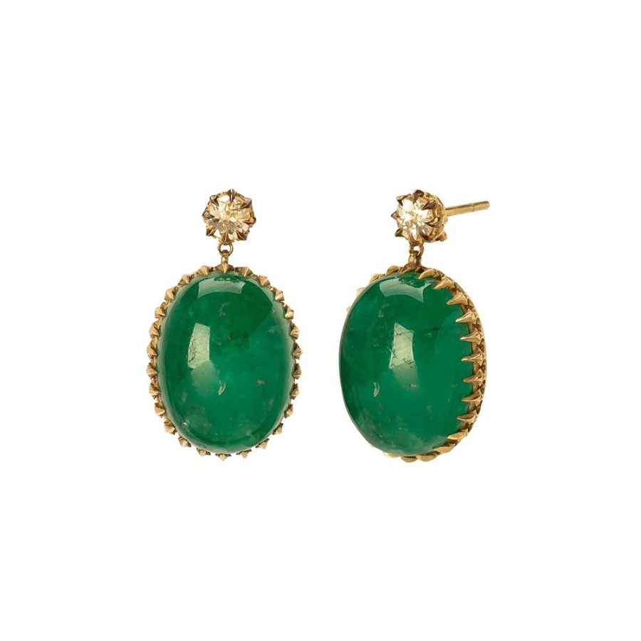 Jewelry Jenna Blake | Emerald & Blackened Diamond Drop Earrings