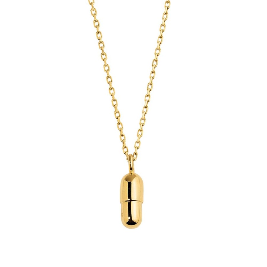 Jewelry Elior | Mini Pill Pendant Necklace - Yellow Gold