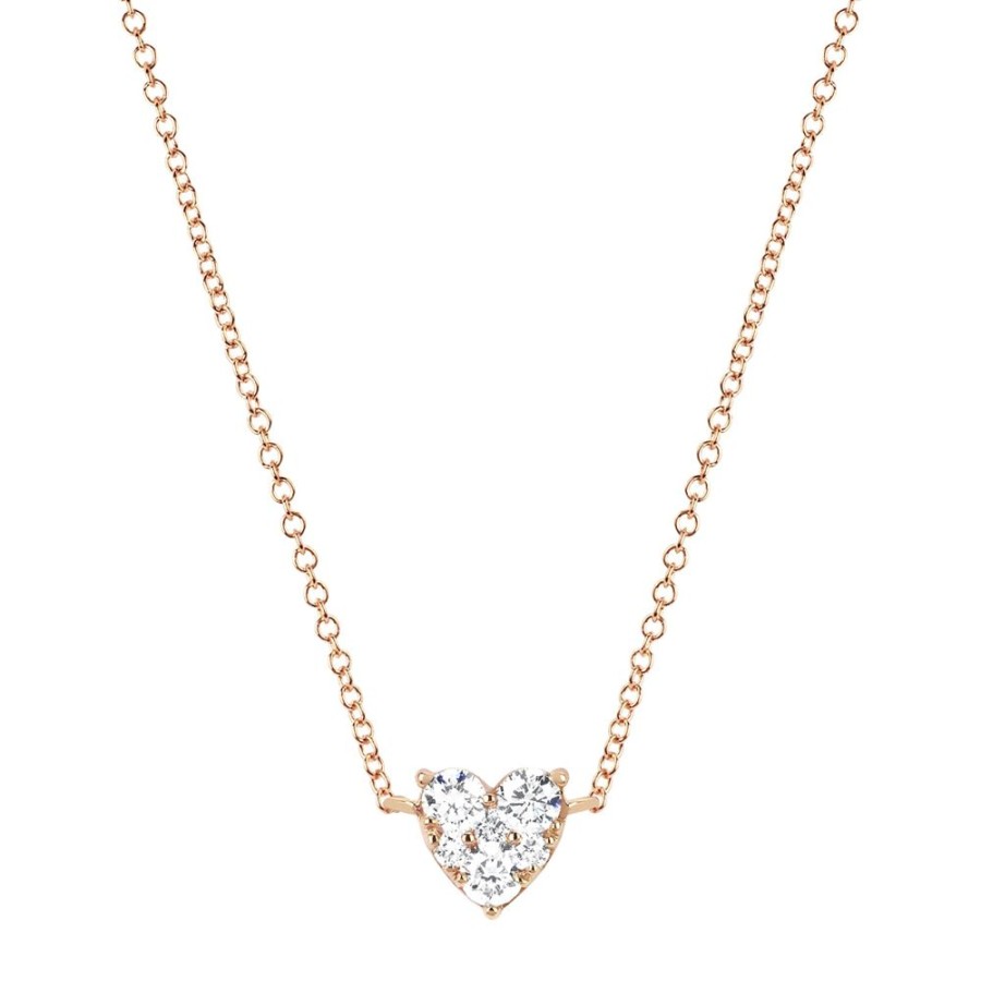 Jewelry EF Collection | Diamond Heart Choker Necklace - Rose Gold