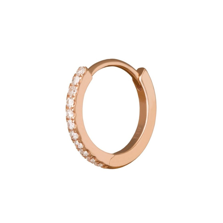 Jewelry Trouver | Half Paved Huggie 9.5Mm - Rose Gold