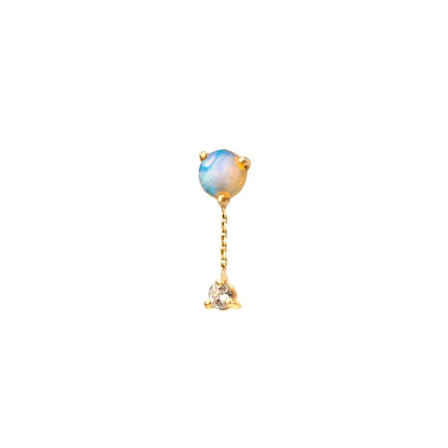 Jewelry WWAKE | Large Two Step Chain Earring - Opal & Diamond