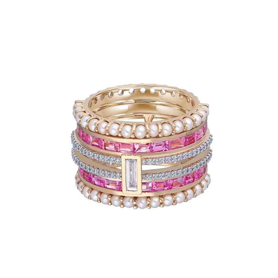 Jewelry Moksh | Pink Sapphire And Pearl Kyoto Band Ring