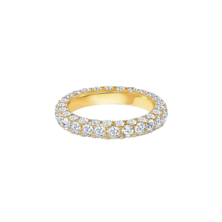 Jewelry Graziela | Triple Sided Diamond Band Ring - Yellow Gold