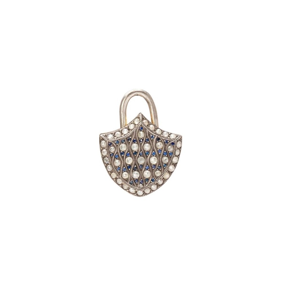 Jewelry Sevan Bıçakçı | Sapphire & Diamond Xl Shield Padlock Pendant